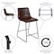 Flash Furniture 24" LeatherSoft Counter Height Barstools, Dark Brown, PK2 2-ET-ER18345-24-DB-GG - alternate 2